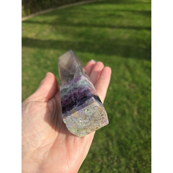 Crystal Fluorite Polished Tower Obelisk, 476g - Picture 8 of 9